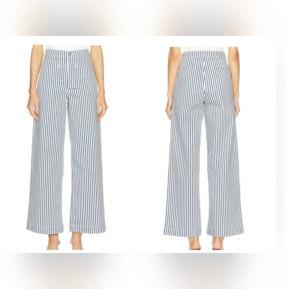 Frame Seaport Stripe Wide Leg Tailored Trousers 29